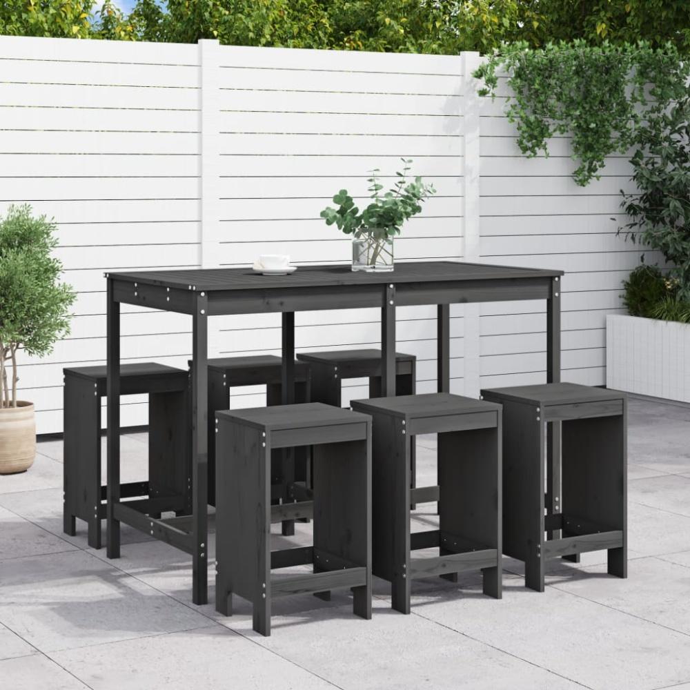 vidaXL 7-tlg. Gartenbar-Set Grau Massivholz Kiefer 3157753 Bild 1