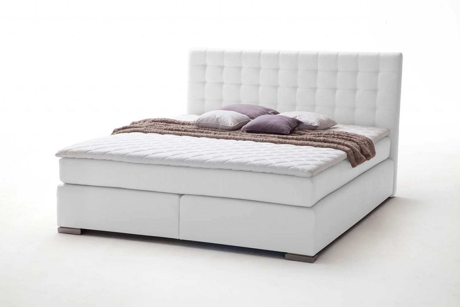 Boxspringbett Lenno - Kunstleder Weiß H3 200x200 cm Bild 1