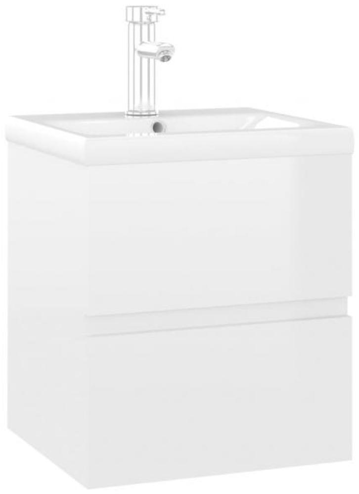 vidaXL Waschbeckenunterschrank Einbaubecken Hochglanz-Weiß Spanplatte [3071627] Bild 1