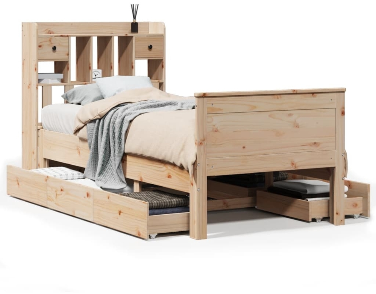 vidaXL Massivholzbett mit Regal ohne Matratze 90x190 cm Kiefer 3308942 Bild 1