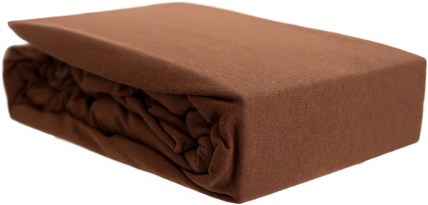 Jersey Spannbettlaken 100% Baumwolle 140-160x200 cm + 25 cm Rundumgummizug Braun Bild 1