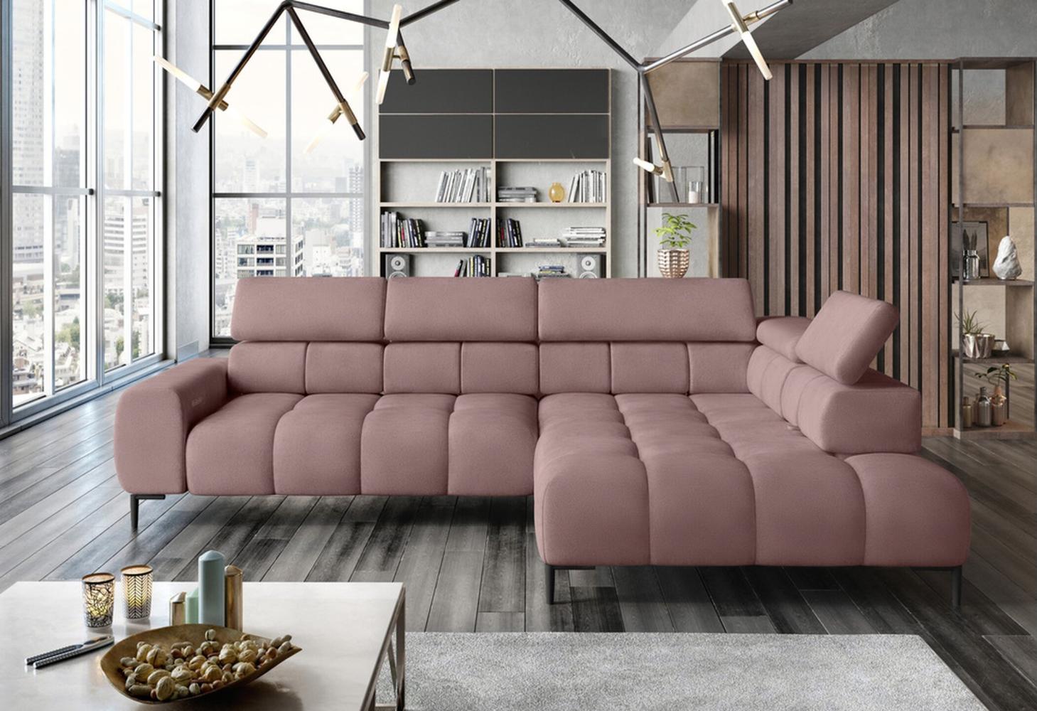 Stylefy Plazetti Ecksofa Struktur JAZZ Rechts Rosa Bild 1