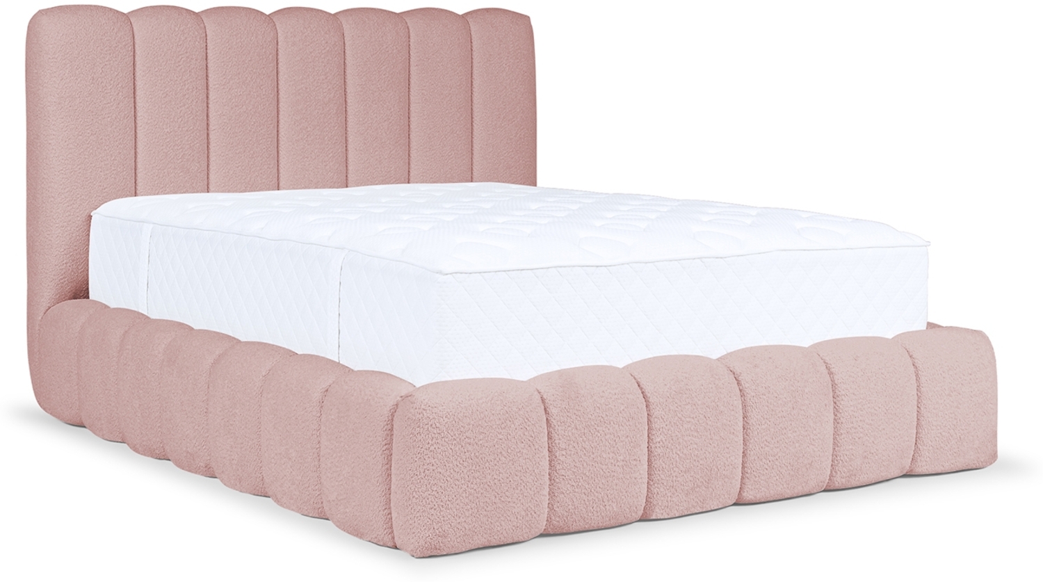 MEBLINI Polsterbett 120x200 mit Lattenrost ohne Matratze - CARLOS - Rosa Boucle - Bubble Bett - Cloud Bett - Marshmallow Bed - Kopfteil Bett mit Stauraum Bild 1