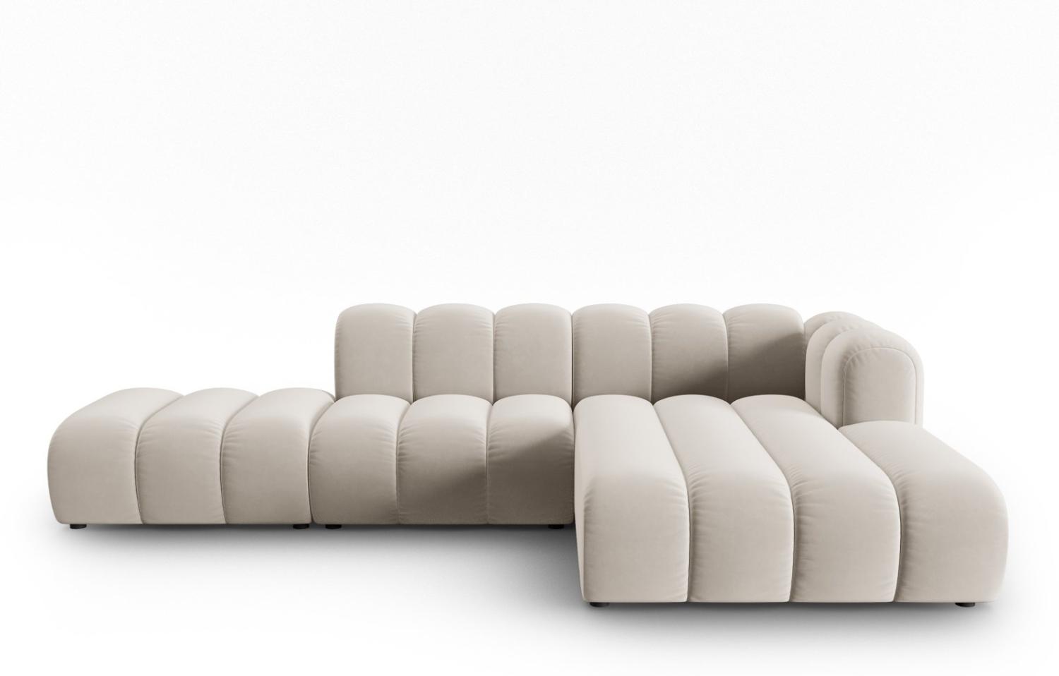 Micadoni Modulares Ecksofa offen Lupine 5-Sitzer Rechts Samtstoff Beige Bild 1