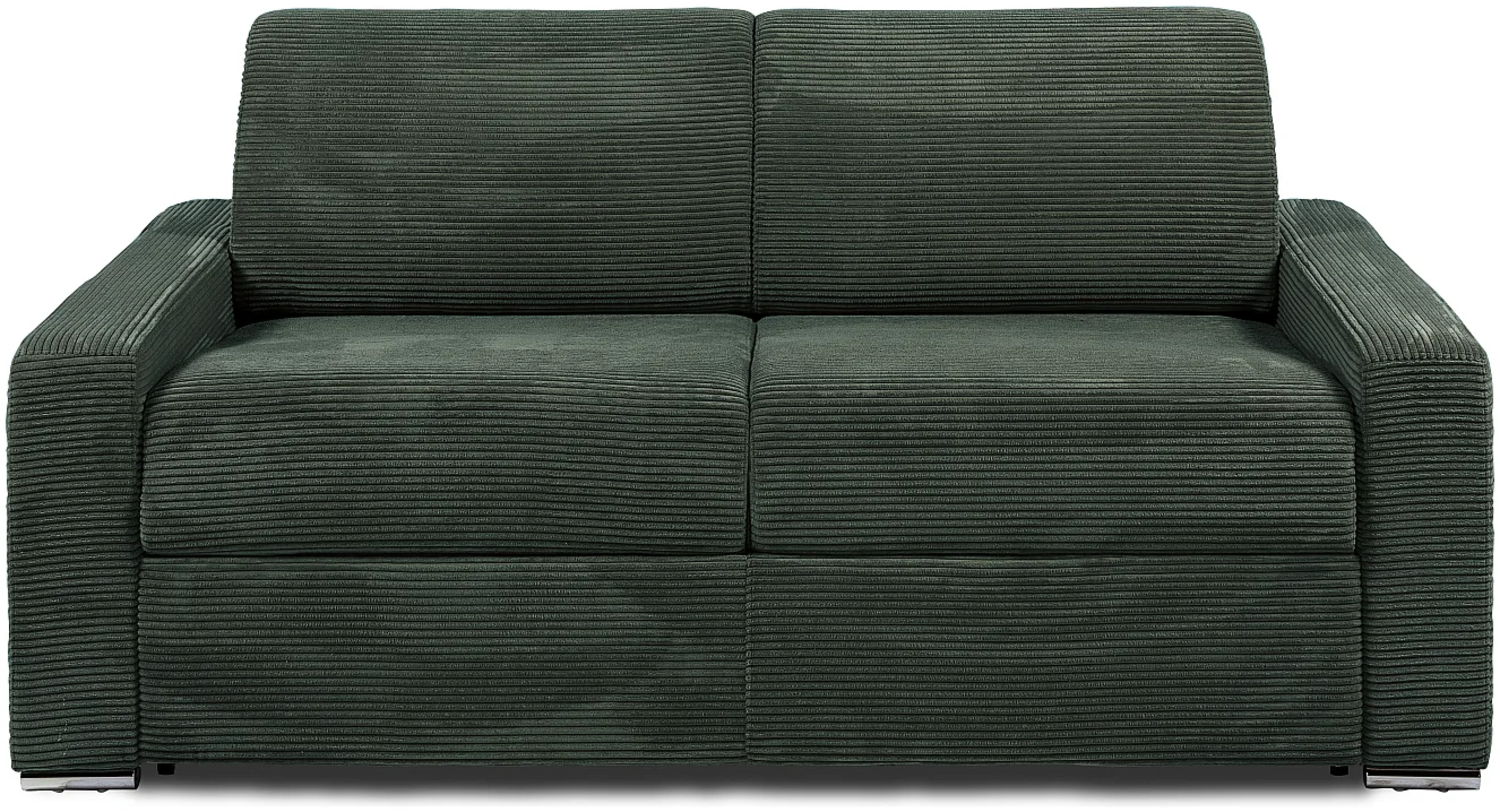 Vente-unique - Schlafsofa mit Matratze 3-Sitzer - Liegefläche 140 cm - Matratze 22 cm mit Memory Schaum - Cord - Grün - CALITO Bild 1