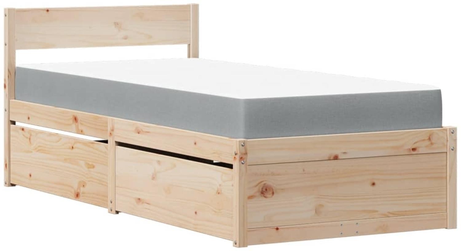 vidaXL Bett mit Schubladen und Matratze 90x190 Massivholz Kiefer 3281919 Bild 1
