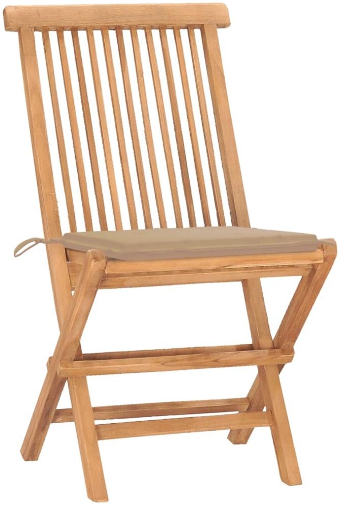 vidaXL 3-tlg. Garten-Essgruppe mit Kissen Klappbar Massivholz Teak 3063201 Bild 1
