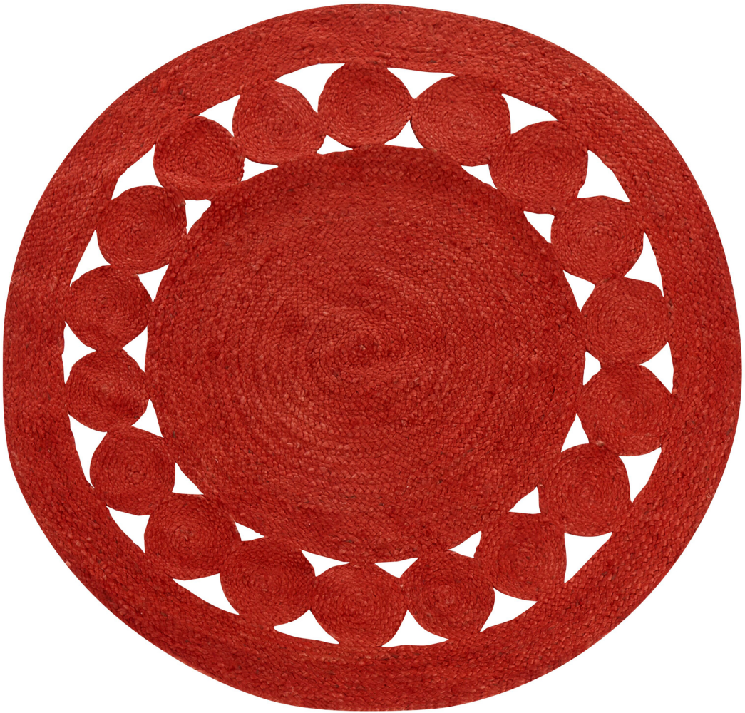 Teppich Jute rot ø 120 cm Kurzflor KOYUNLU Bild 1