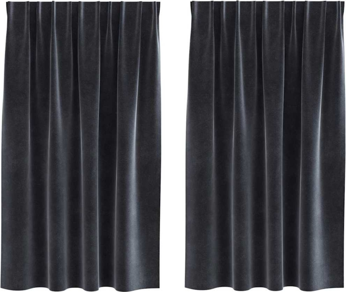 vidaXL Vorhänge mit Vorhängen 2 pcs Dunkelgrau 140 x 140 cm Samt 4107228 Bild 1