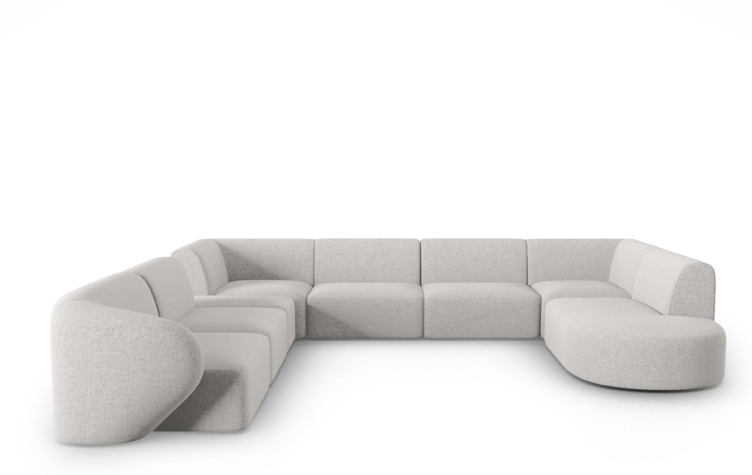 Micadoni Modulares Panorama Ecksofa Shane 8-Sitzer Links Chenille Silber Melange Bild 1