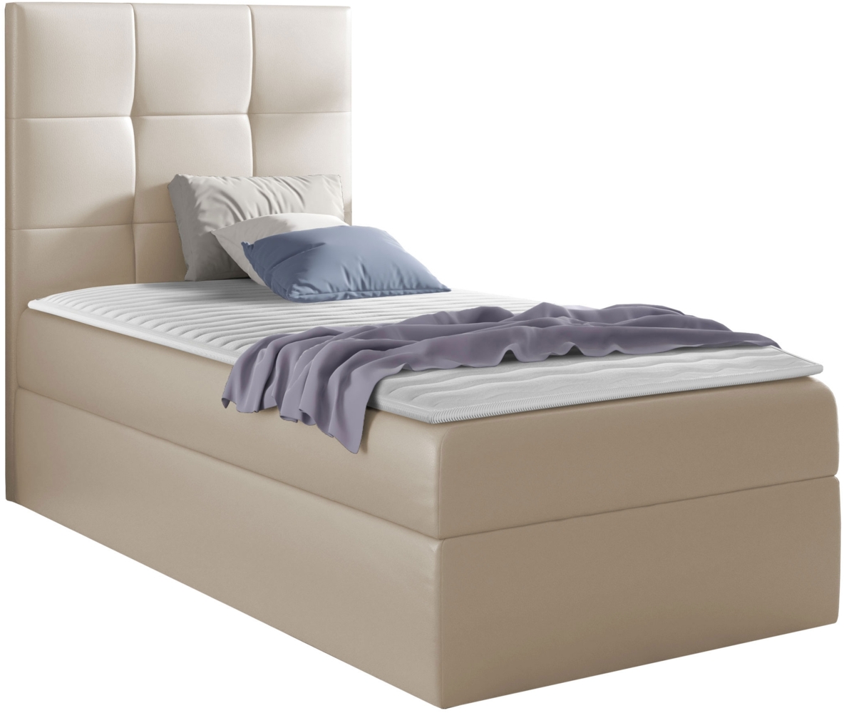 Boxspringbett 'Minvan 2' links, beige, 90x200 cm Bild 1