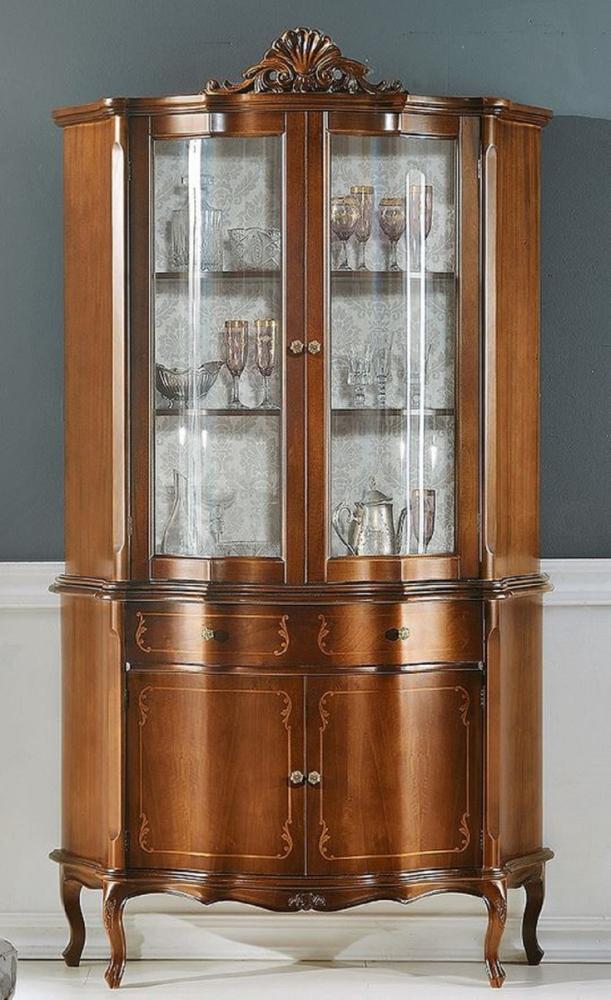 Casa Padrino Luxus Barock Vitrine Braun - Prunkvoller Barock Vitrinenschrank mit 4 Türen und Schublade - Barock Möbel - Luxus Qualität - Made in Italy Bild 1