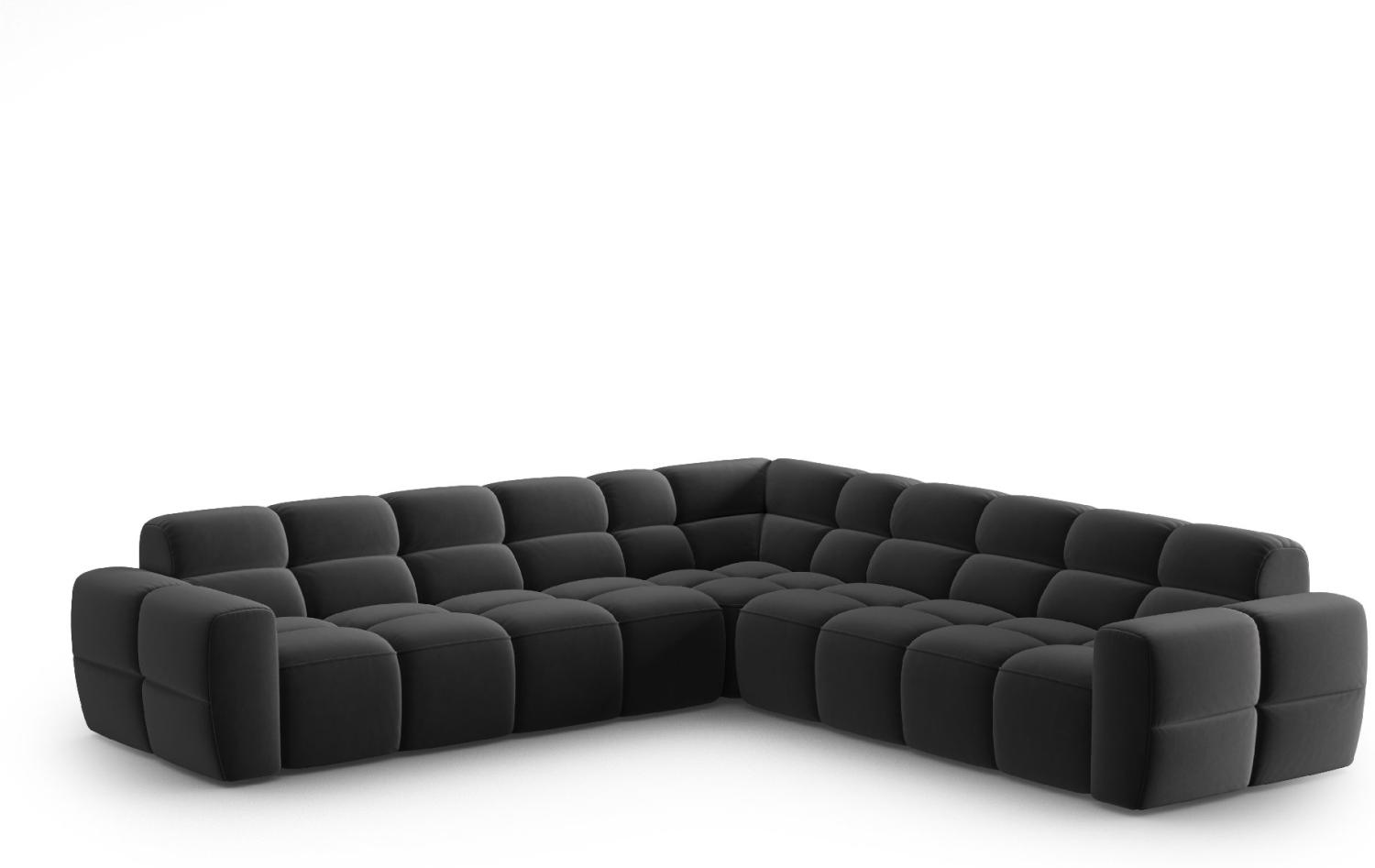 Micadoni Symmetrisches Ecksofa Lisa 5-Sitzer Samtstoff Dunkelgrau Bild 1