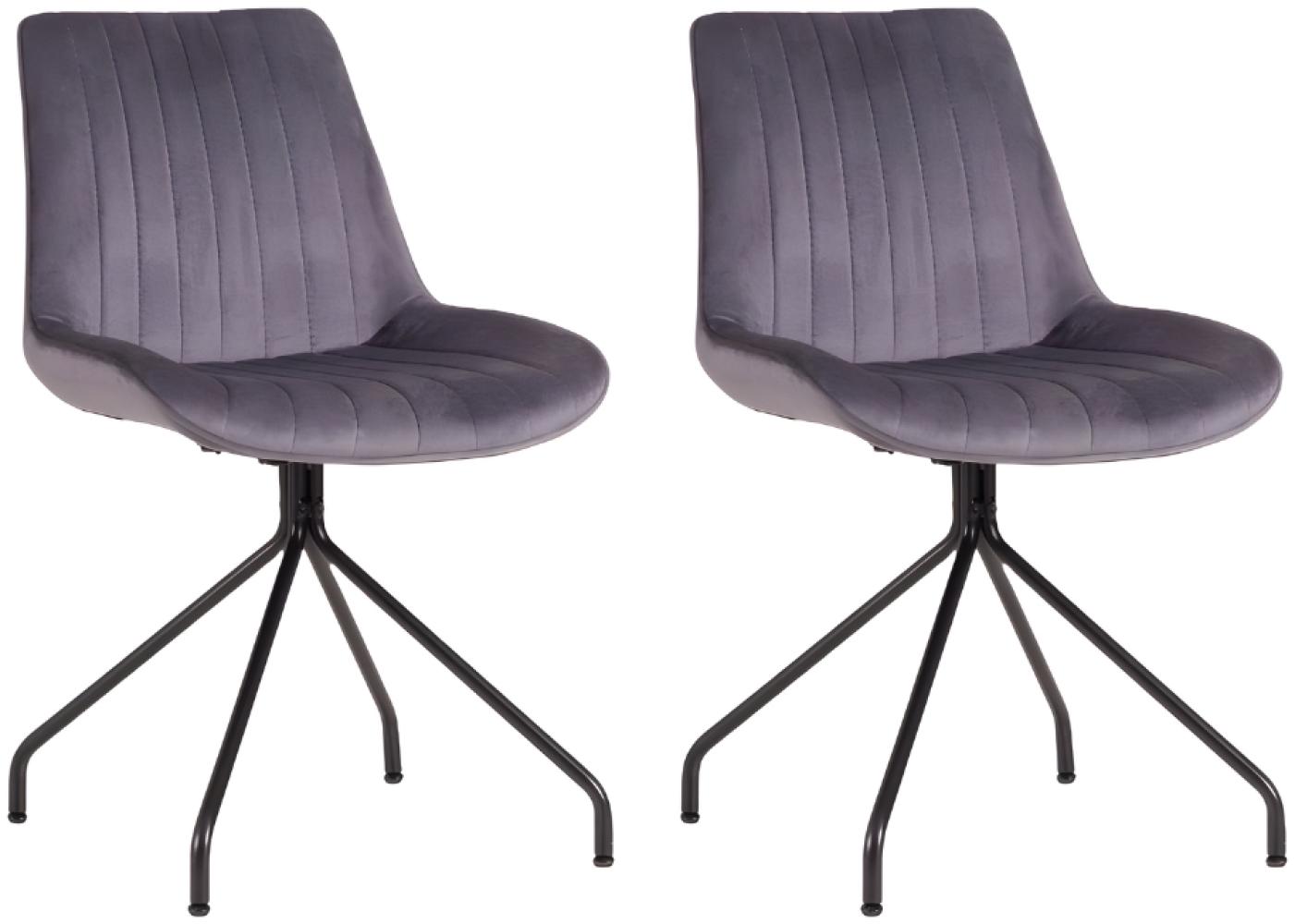 Homexperts 'MERLE' 2er Set EsszimmerstuhlStuhl, Samt grau, B 50 x H 84,5 x T 57 cm Bild 1