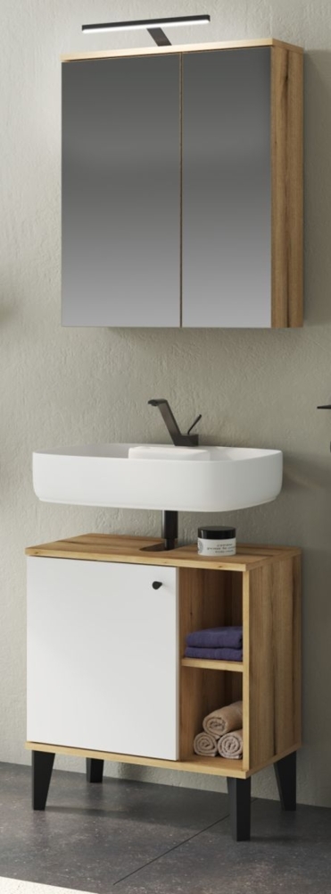 Badmöbel Set 2-teilig Torsby in weiß und Eiche 60 cm Bild 1