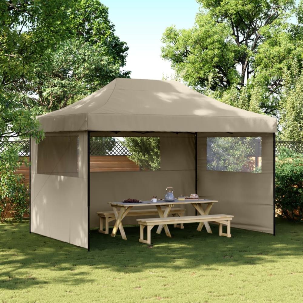 vidaXL Partyzelt Faltbar Pop-Up mit 3 Seitenteilen Taupe 4005018 Bild 1