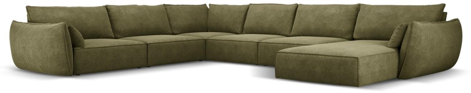 Micadoni 8-Sitzer Panorama Ecke links Sofa Kaelle | Bezug Green | Beinfarbe Black Plastic Bild 1