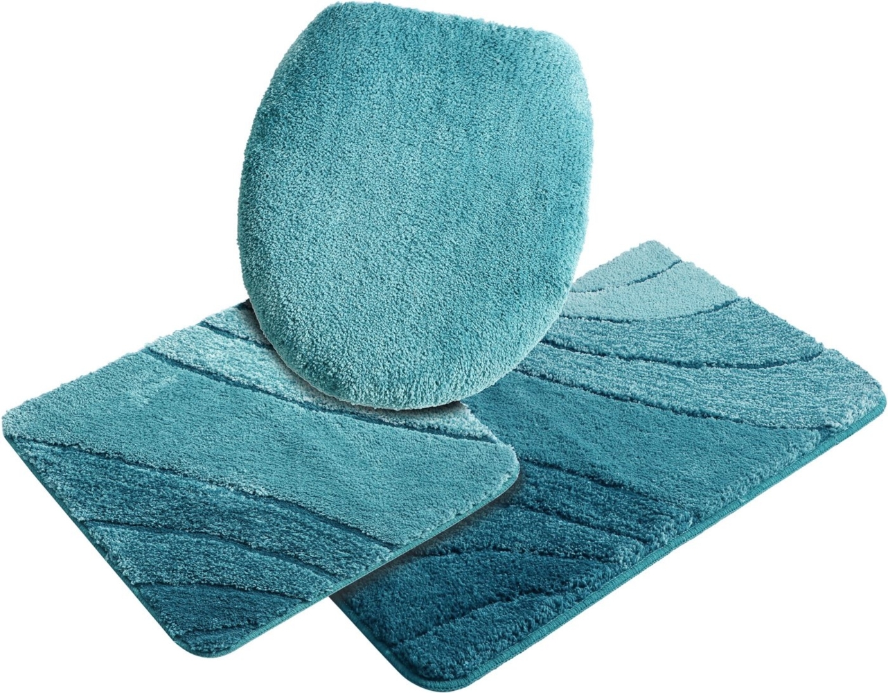 my home Badematte Josie, Badvorleger, Badezimmer Teppich, Höhe 20 mm, rutschhemmend beschichtet, fußbodenheizungsgeeignet, schnell trocknend, strapazierfähig, Polyester, rechteckig, 3-tlg. Hänge-WC Set, Badteppich, Badematten, rechteckig, rund & als 3-... Bild 1