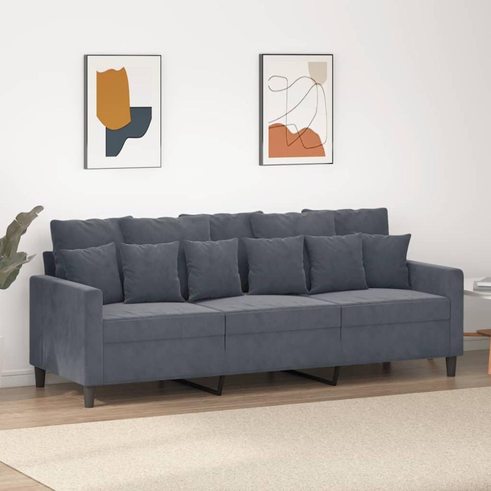 vidaXL 3-Sitzer-Sofa Dunkelgrau 180 cm Samt 359314 Bild 1