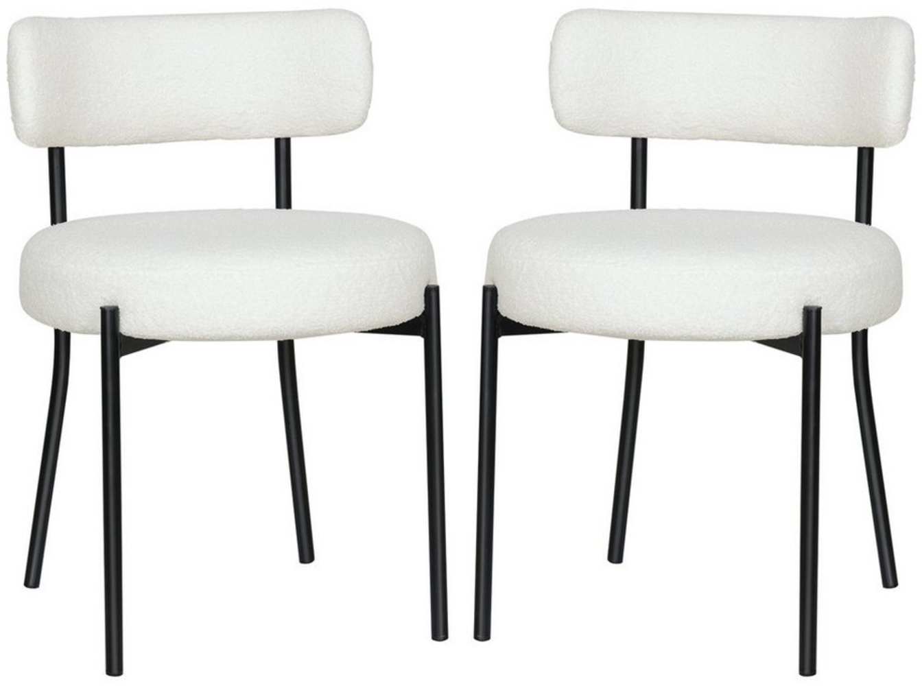 Puluomis Esszimmerstuhl (2/ 4/6er Set Bouclé mit Rückenlehnen, Polsterstühle Küchenstühle mit Metallbeinen, für Esszimmer Küche Wohnzimmer Schlafzimmer, Modern Retro Design, 2 St), Weiß, Schwarz Bild 1