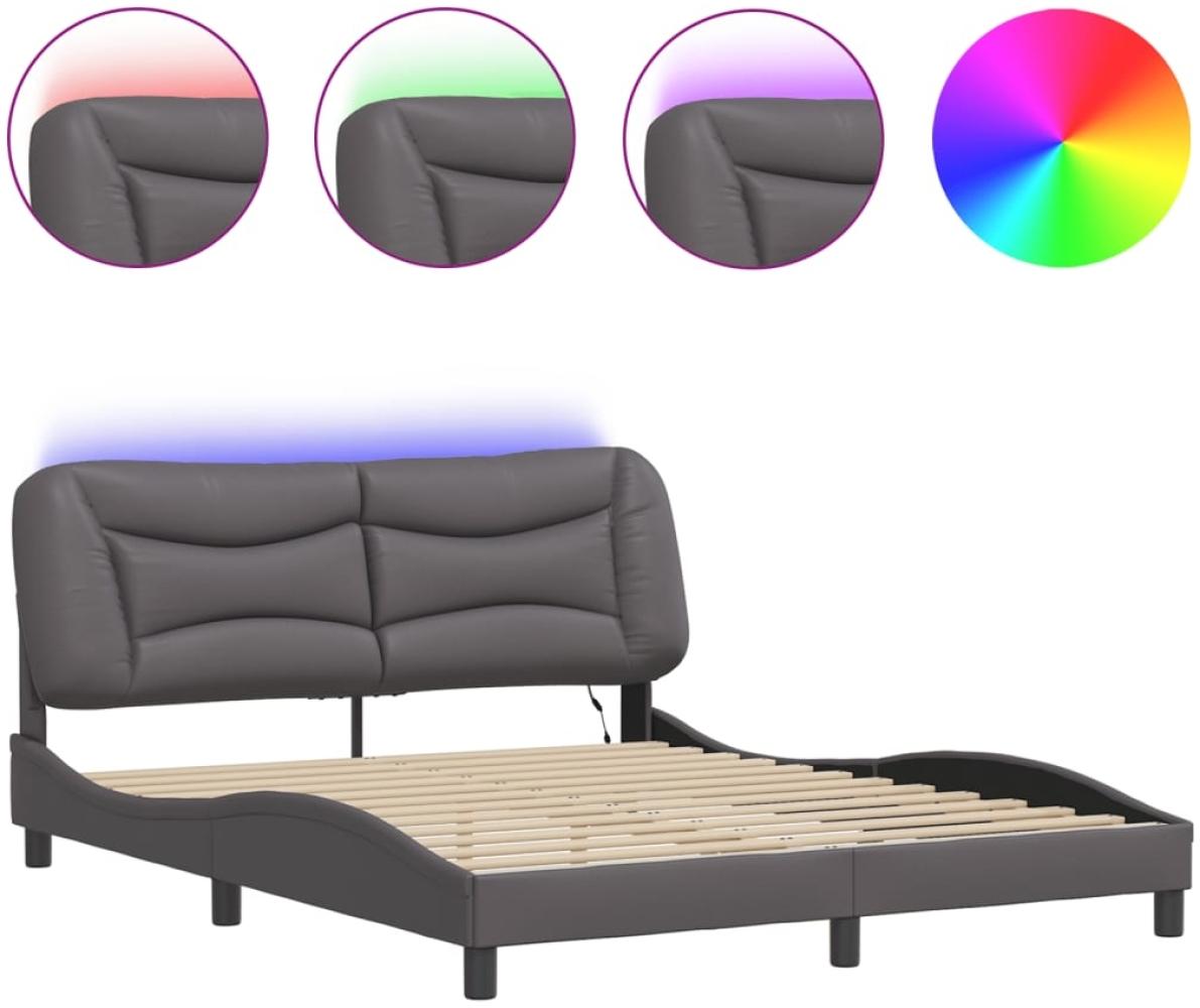 vidaXL Bettgestell mit LED ohne Matratze "Hvar" Grau 160x200 cm 3213944 Bild 1