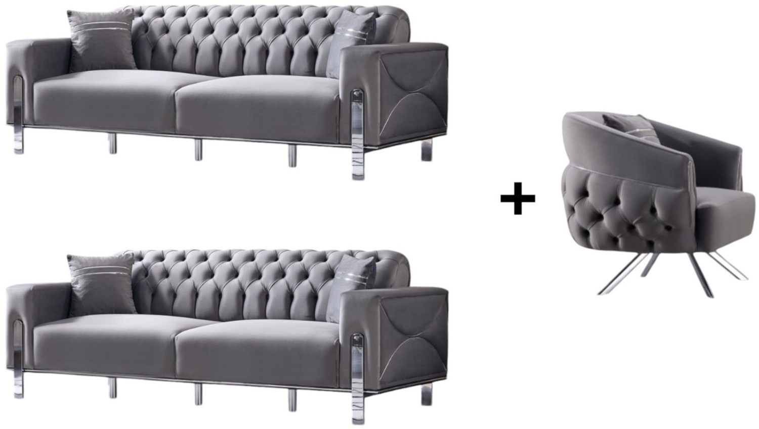 BENEDO MÖBEL Polstergarnitur CARLA Sofa Handarbeit aus Massivholz mit hochwertigem Stoff, (Handmade, maximalem Komfort Verschiedene Ausführung), Schlaffunktion, Inkl. Kissen, Hochwertige Materialien Bild 1