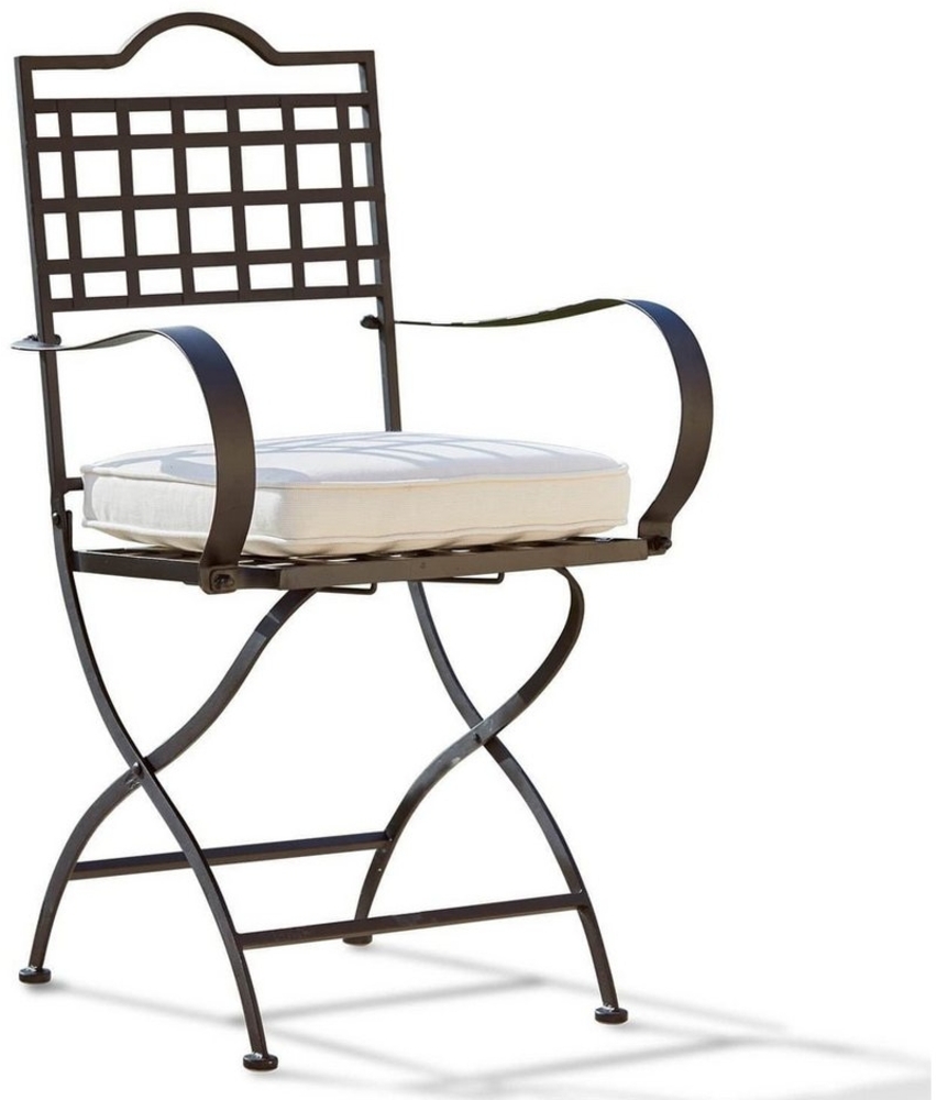 Mirabeau Gartenstuhl mediterraner Gartenstuhl Tharot mit Eisengestell & feiner Flecht-Optik (schwarz, filigran, dekoratives Geflecht, klappbar, ohne Sitzkissen), Eisenstuhl, Gartensessel mit Armlehne, B 53cm, H 92,5cm, T 50cm Bild 1