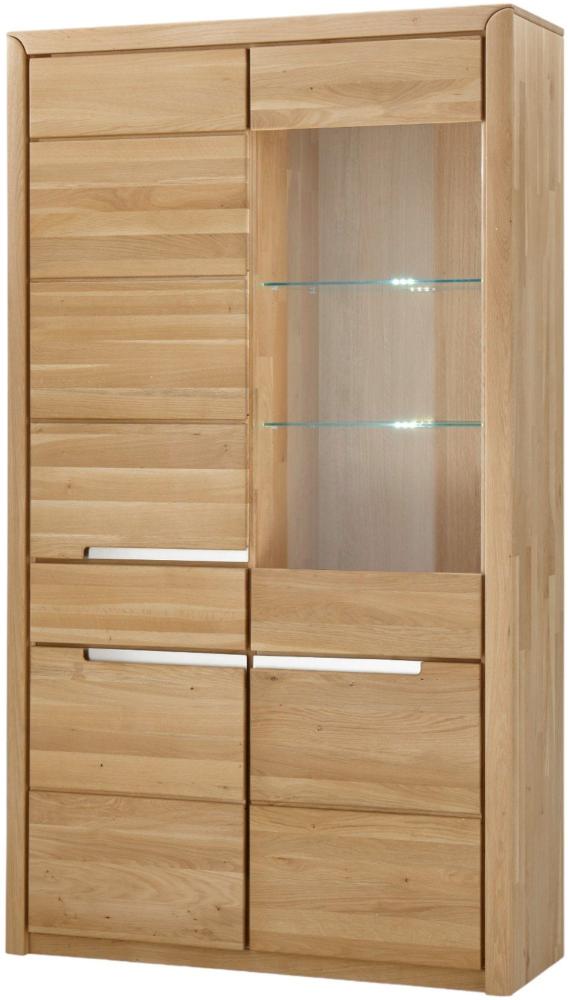 Vitrinenschrank Massivholz Ianka 114x198x41 Vitrine Wildeiche Bianco geölt 20008 Bild 1