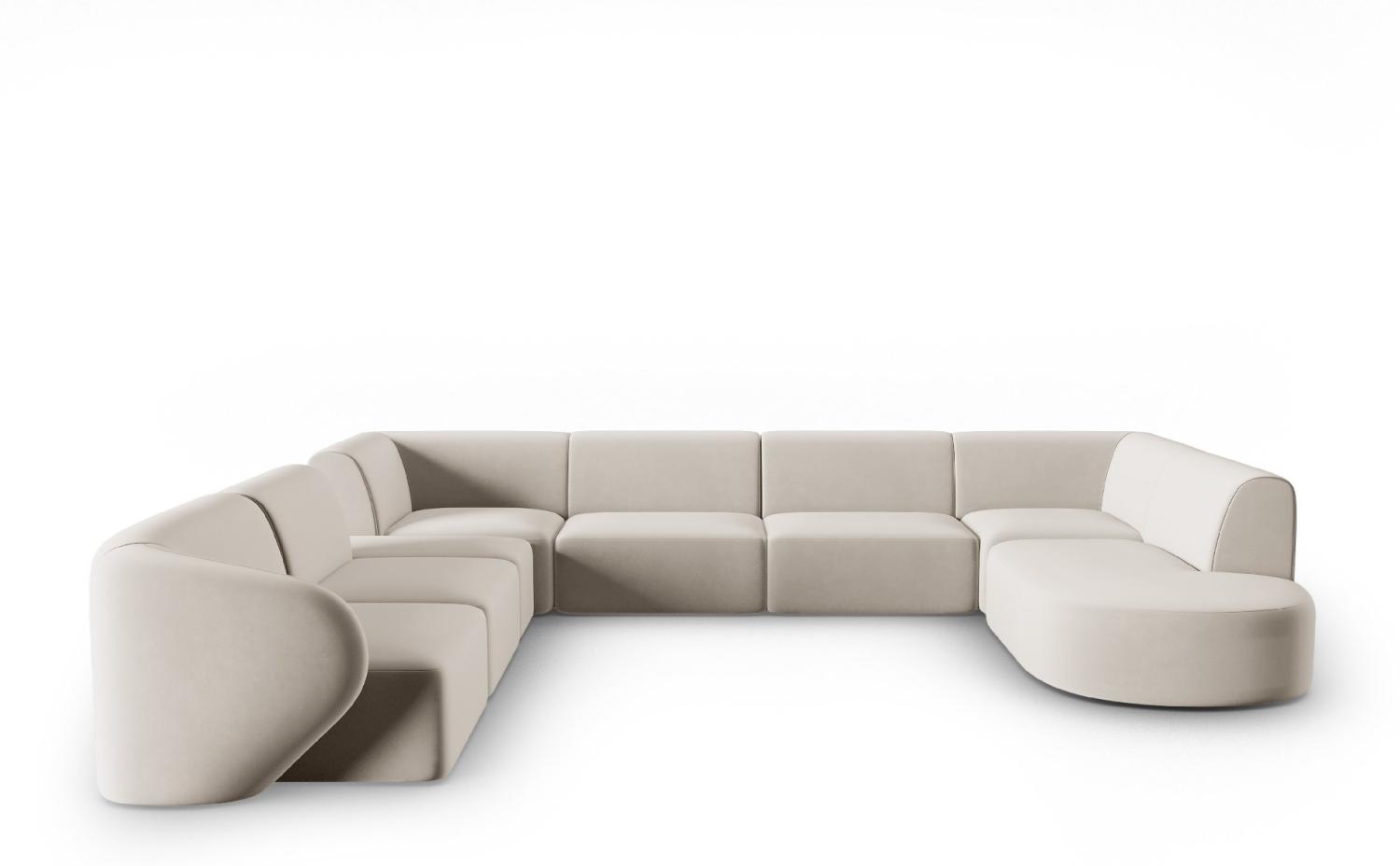 Micadoni Modulares Panorama Ecksofa Shane 8-Sitzer Links Samtstoff Beige Bild 1