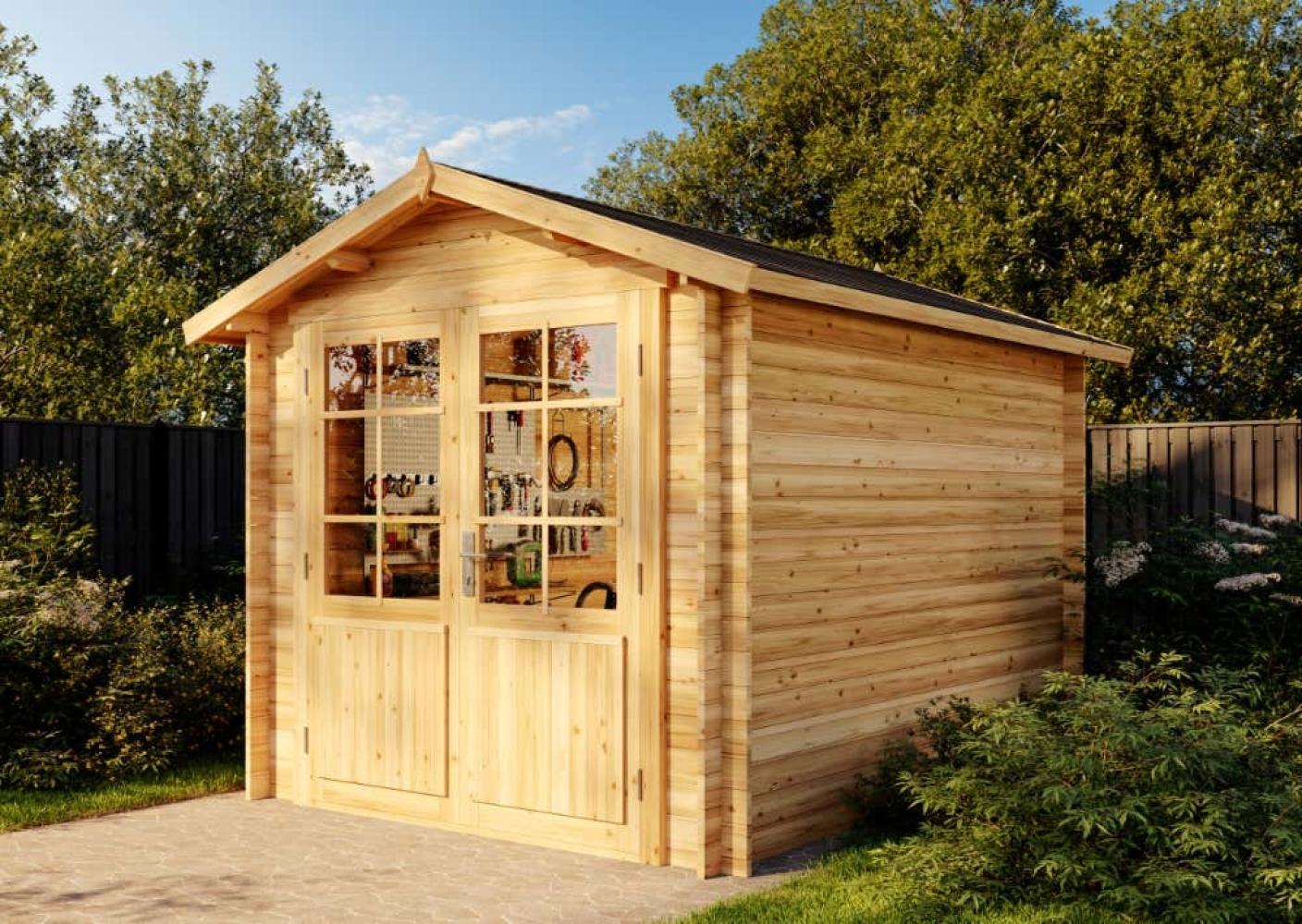 Alpholz Gartenhaus Bremen-28 B Gerätehaus aus Holz in Pinie Geräteschrank mit 28 mm Wandstärke Gartenhaus mit Montagematerial Bild 1