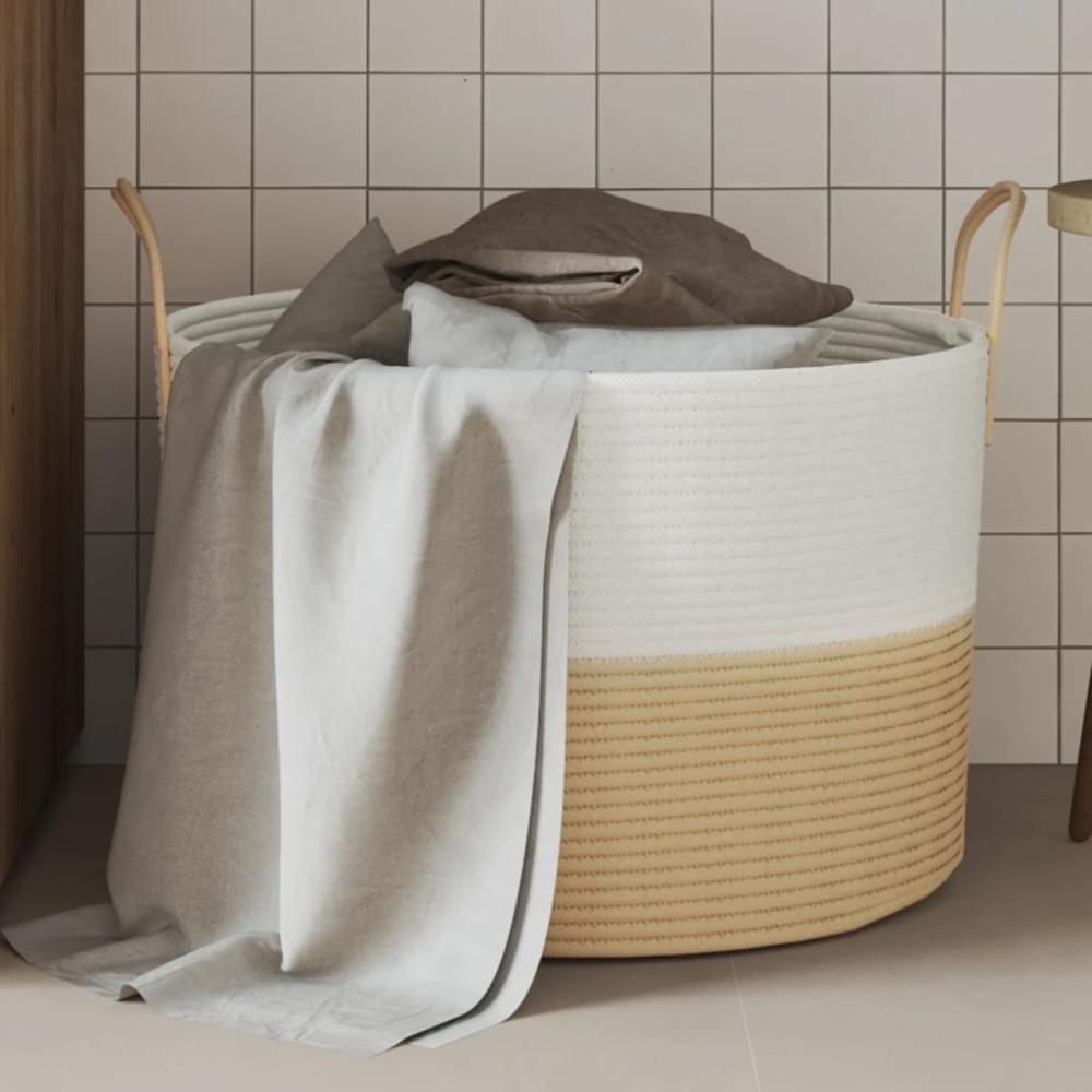 vidaXL Aufbewahrungskorb Beige und Weiß Ø51x33 cm Baumwolle 358491 Bild 1