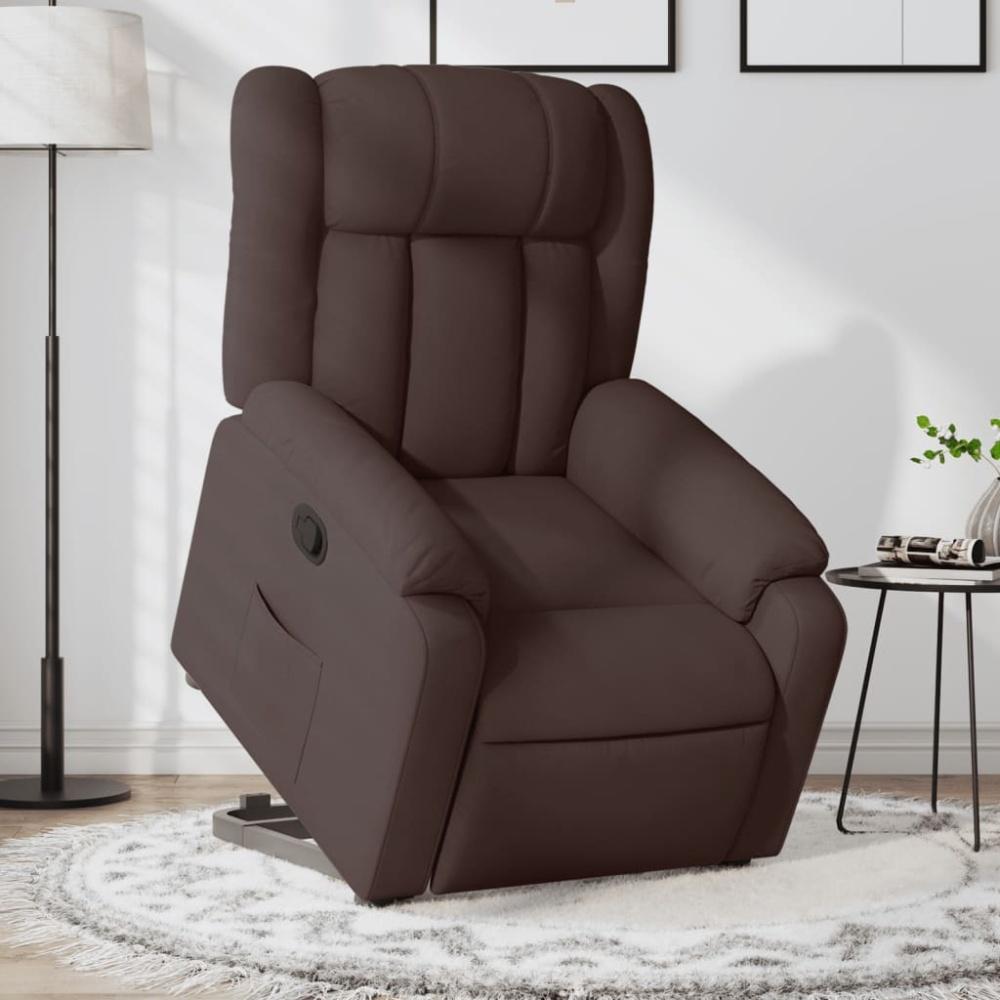 vidaXL Relaxsessel mit Aufstehhilfe Dunkelbraun Stoff 3205321 Bild 1