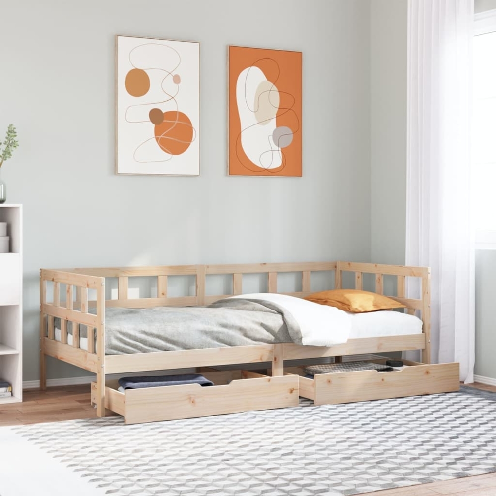 vidaXL Tagesbett mit Schubladen 90x200 cm Massivholz Kiefer 3302083 Bild 1