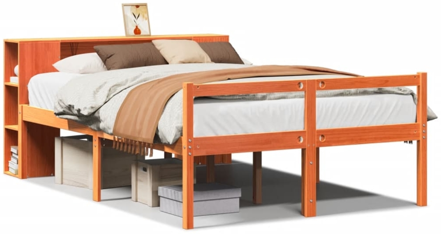 vidaXL Massivholzbett ohne Matratze Wachsbraun 150x200 cm Massivholz 3321984 Bild 1