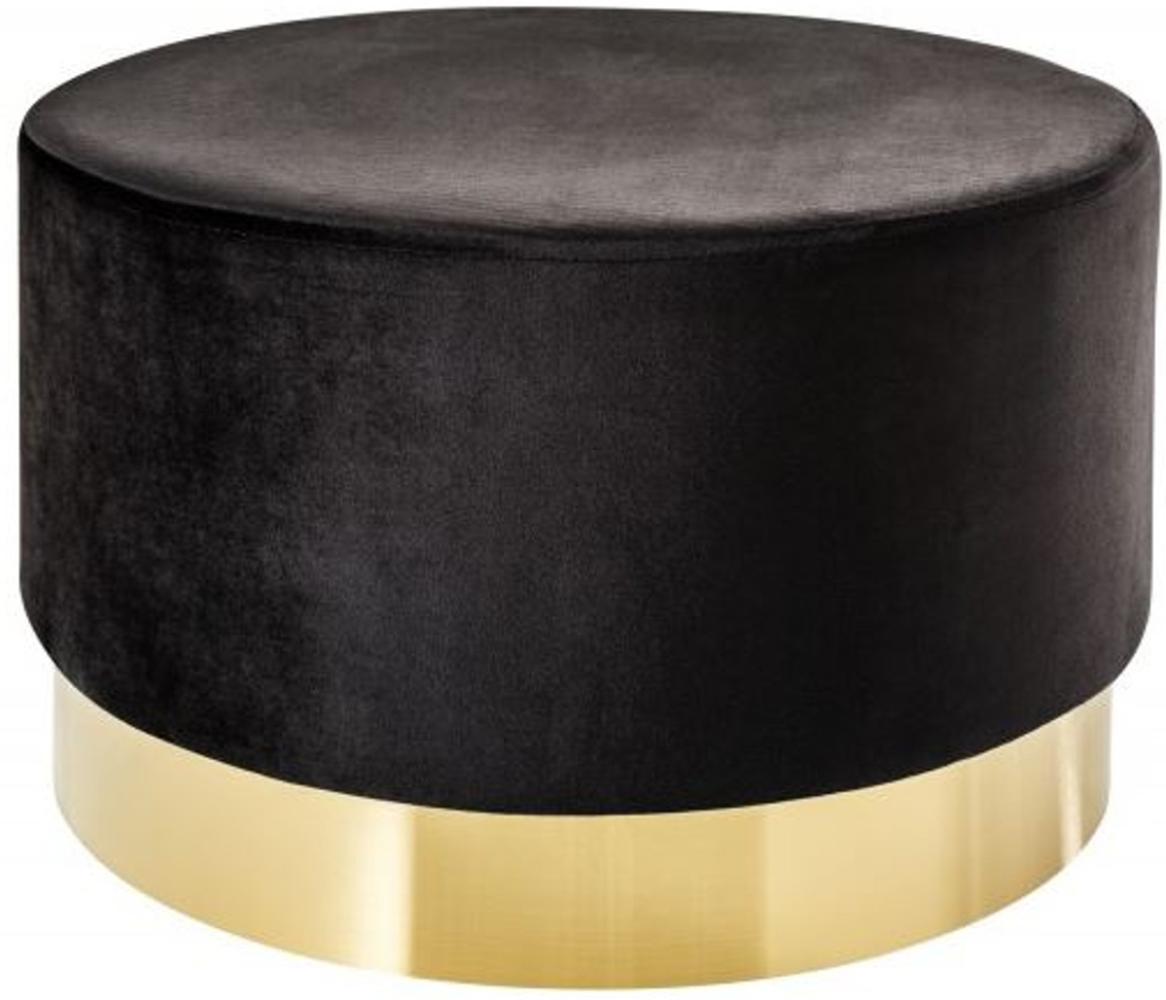 Casa Padrino Designer Rundhocker Schwarz / Gold B. 55 x H. 35 cm - Wohnzimmer Möbel Bild 1