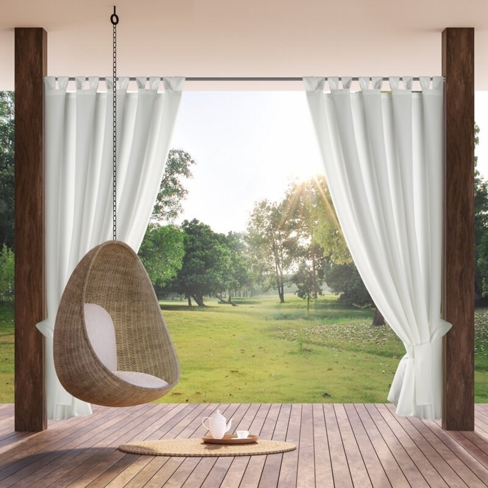 Eurofirany Garden Outdoorvorhäng mit Schlaufenschal- 1 STK. Abnehmbaren Schlaufen, Sonnenschutz Sichtschutz Winddicht Wasserdicht Vorhäng für Pavillon Terrasse Pergola, 155x260 cm, Weiß Bild 1