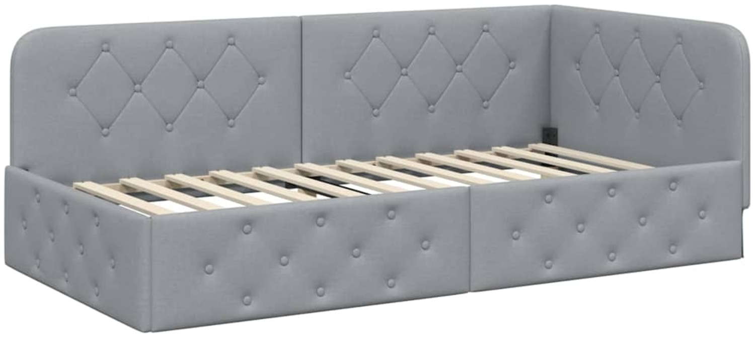 vidaXL Eckbettgestell mit Kopfteil Hellgrau 90x200 cm Stoff 42016495 Bild 1