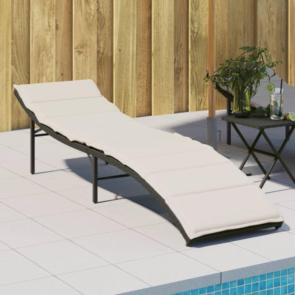 vidaXL Sonnenliege mit Kissen Schwarz 55x199x50 cm Poly Rattan 368245 Bild 1