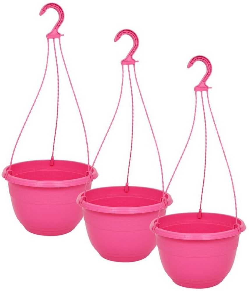 Heimwerkercenter Blumentopf MePla - 3 Stück Ampel ORION - UV-beständiger Blumenampel ø25cm - Pink Bild 1