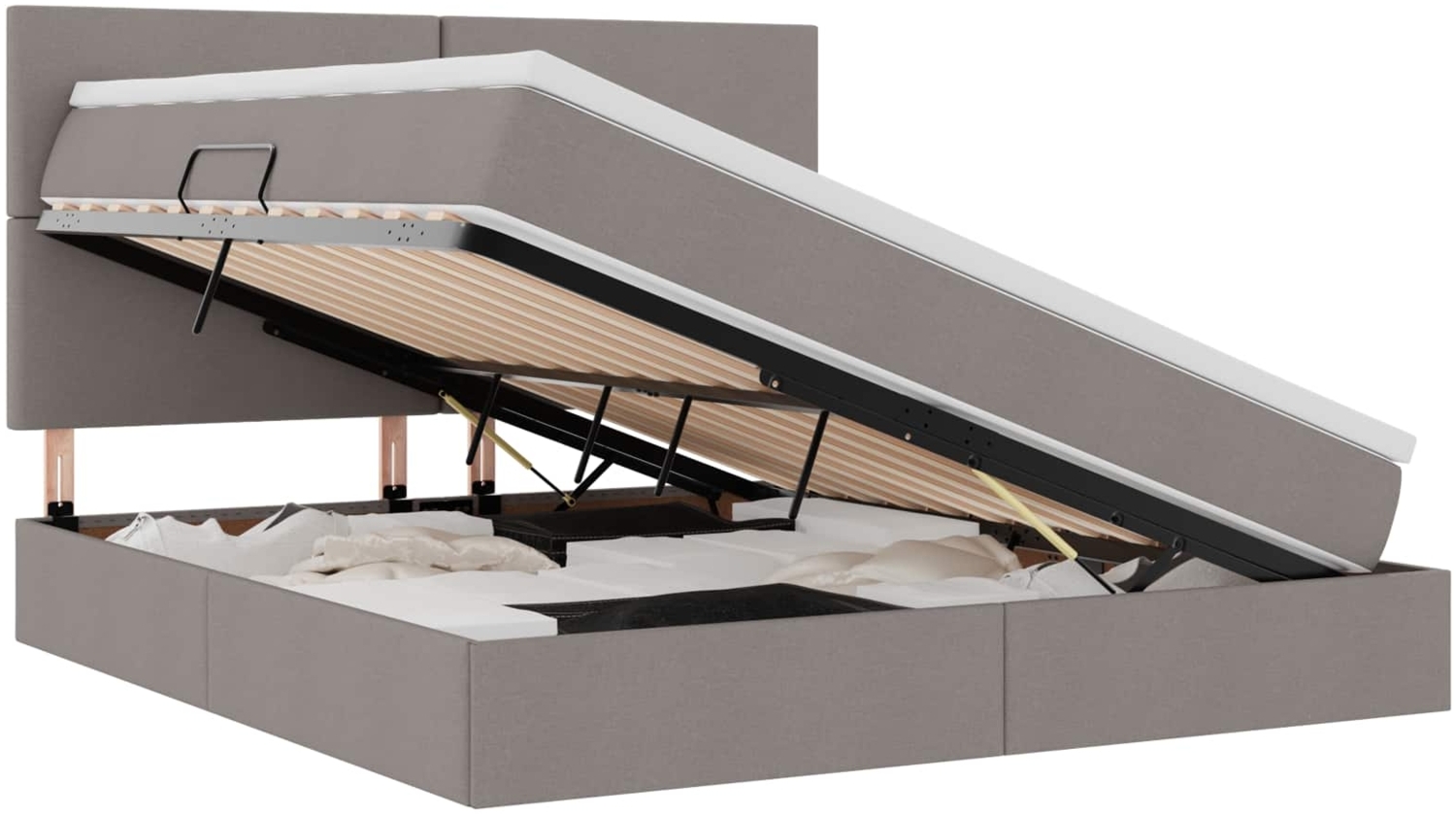 vidaXL Bett mit LED-Lichtleisten mit Kopfteil Taupe 180 x 200 cm Stoff 3372372 Bild 1