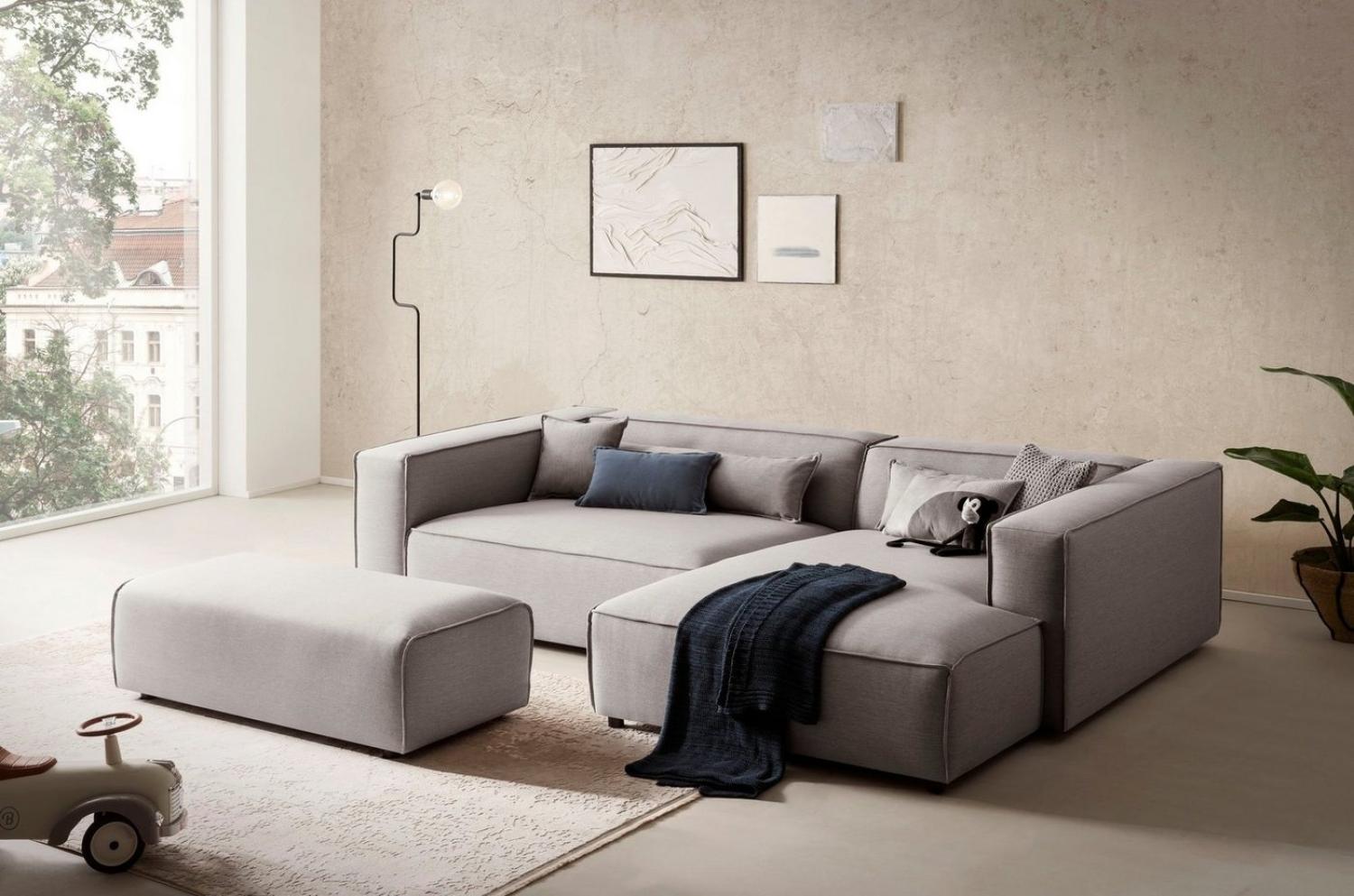 LeGer Home by Lena Gercke Polsterecke PIARA XXL, L-Form mit Schlaffunktion, Big-Sofa in Cord o. Leinenoptik, Hocker stellbar zum Schlafsofa (Krokodilverbinder), tiefe Sitzfläche Bild 1