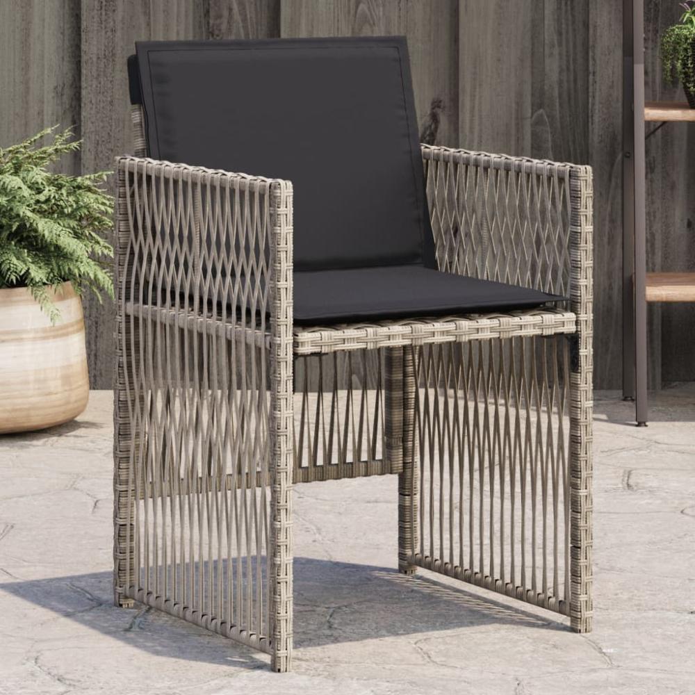 vidaXL Gartenstühle mit Kissen 4 Stk. Hellgrau Poly Rattan 364971 Bild 1