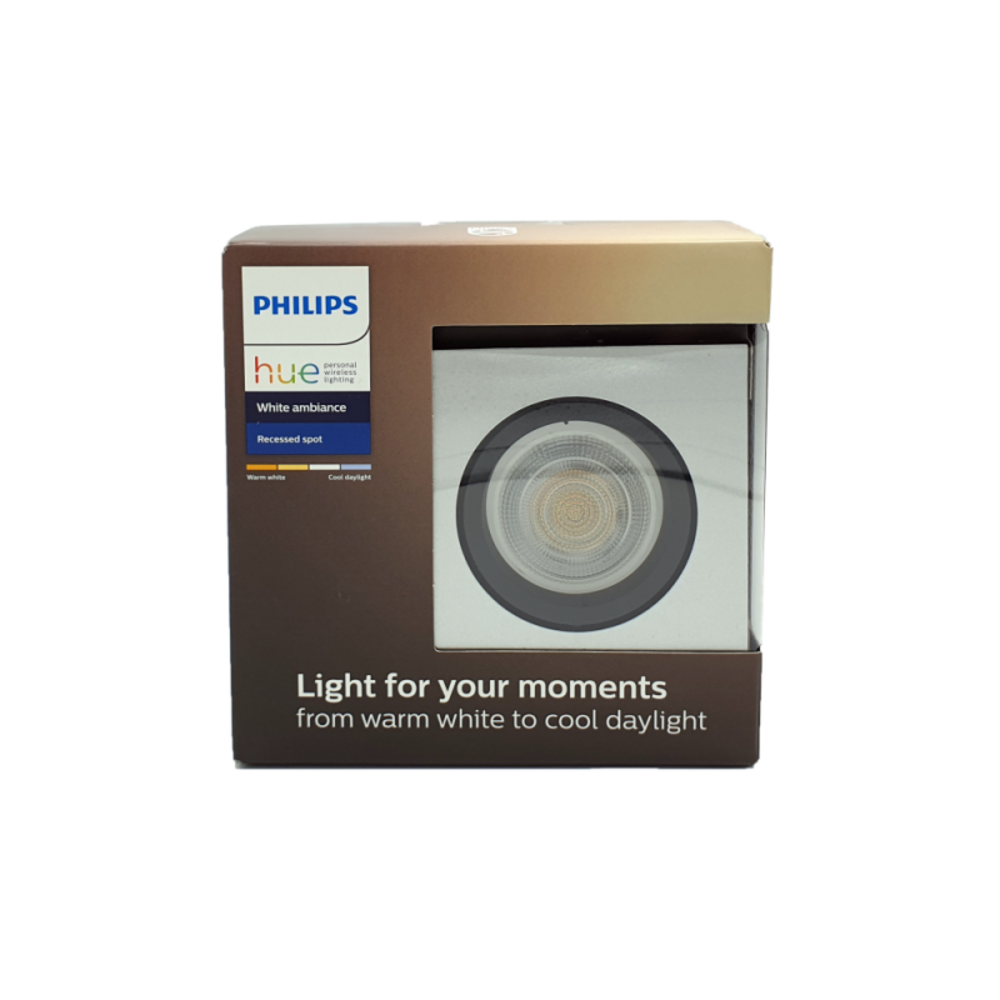 Philips Hue White Ambiance Milliskin LED Einbaustrahler Suare alu inkl. Dimmschalter, eckig Bild 1