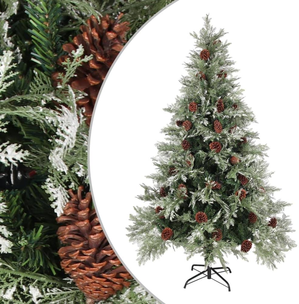 vidaXL Weihnachtsbaum mit Zapfen Grün und Weiß 120 cm PVC & PE 340533 Bild 1