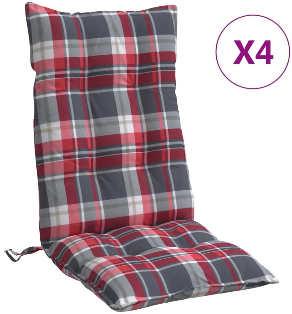 vidaXL Hochlehner-Auflagen 4 Stk. Rotes Karomuster Oxford-Gewebe 377642 Bild 1
