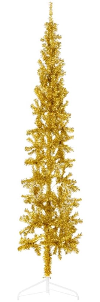 Künstlicher Halb-Weihnachtsbaum mit Ständer Schlank Gold 180 cm 344591 Bild 1