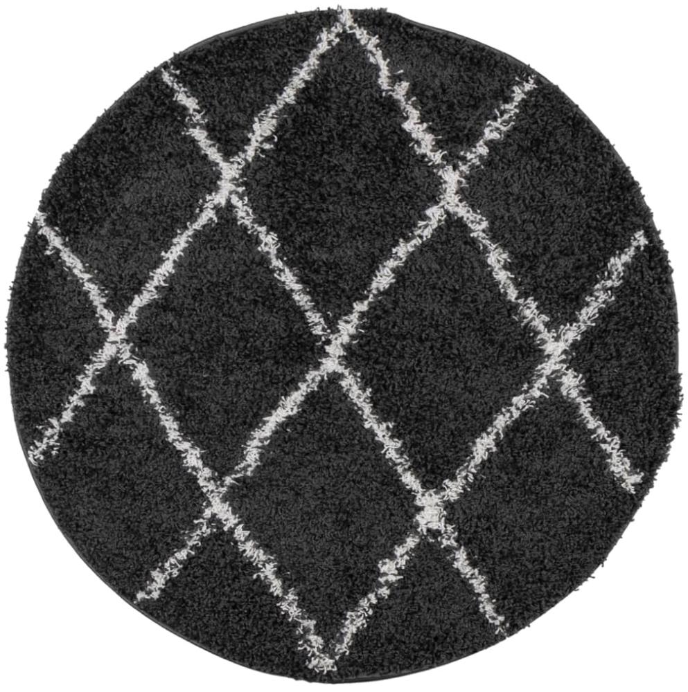 vidaXL Shaggy-Teppich PAMPLONA Hochflor Modern Schwarz Creme Ø 80 cm 375419 Bild 1