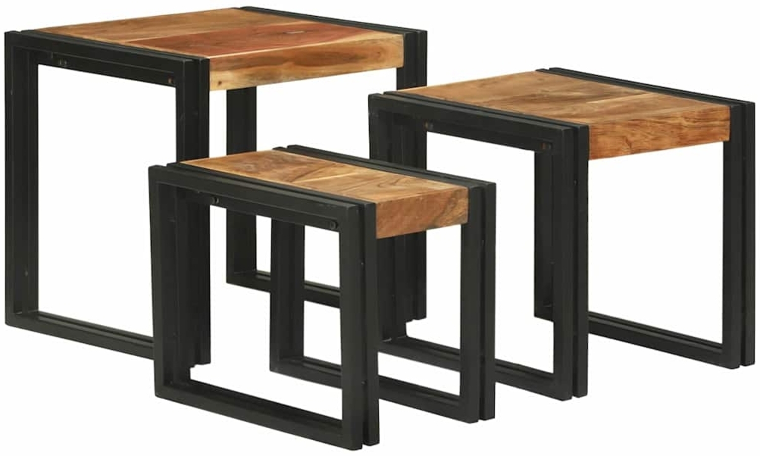 vidaXL Nestingtisch 3 pcs Massives Akazienholz und ein Metall 4104728 Bild 1