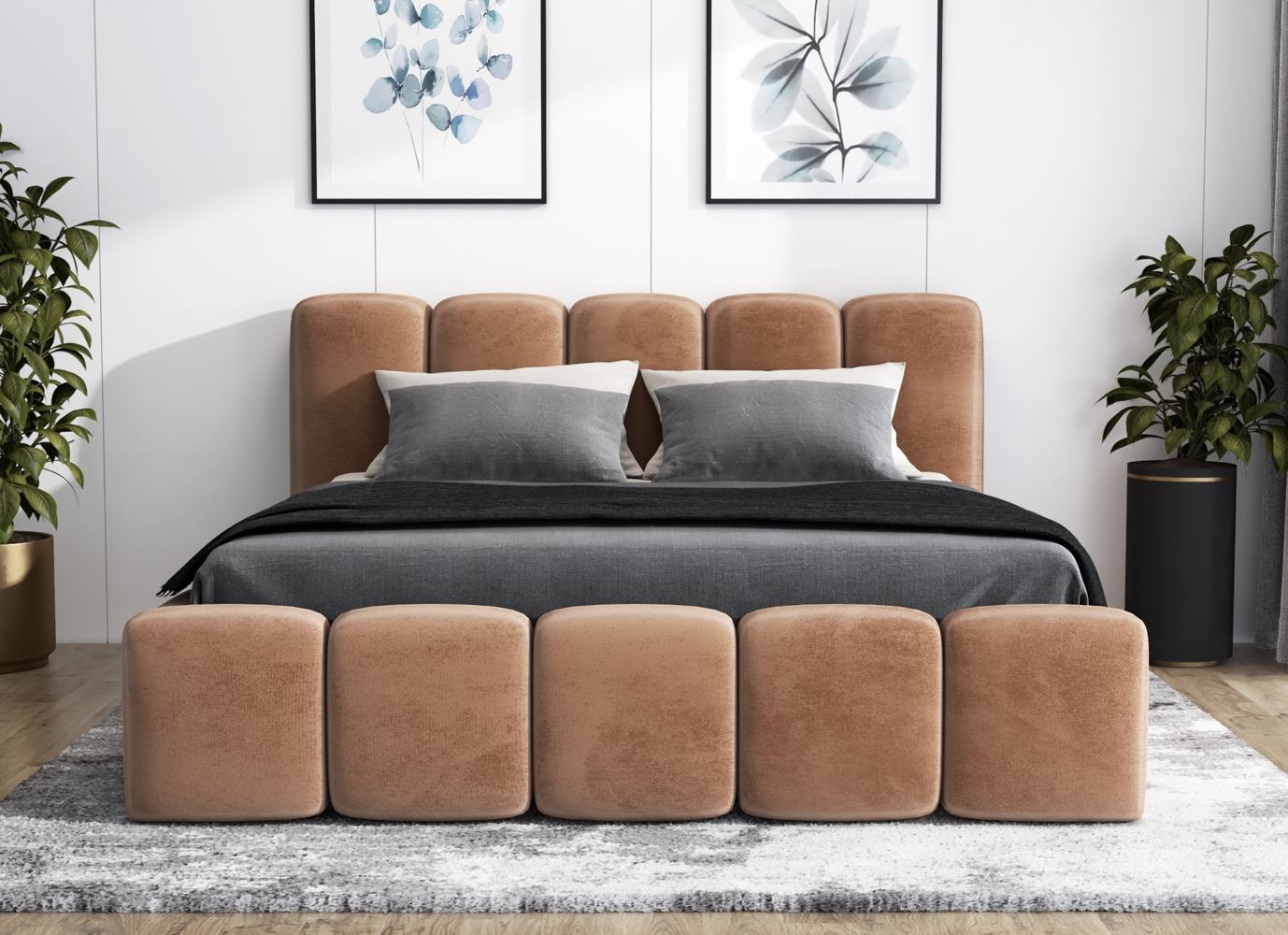 A&J MöbelLand 'Sonic' Polsterbett, Polyester, Tabak, 180 x 200, mit Matratze, mit Lattenrost, mit Bettkasten Bild 1