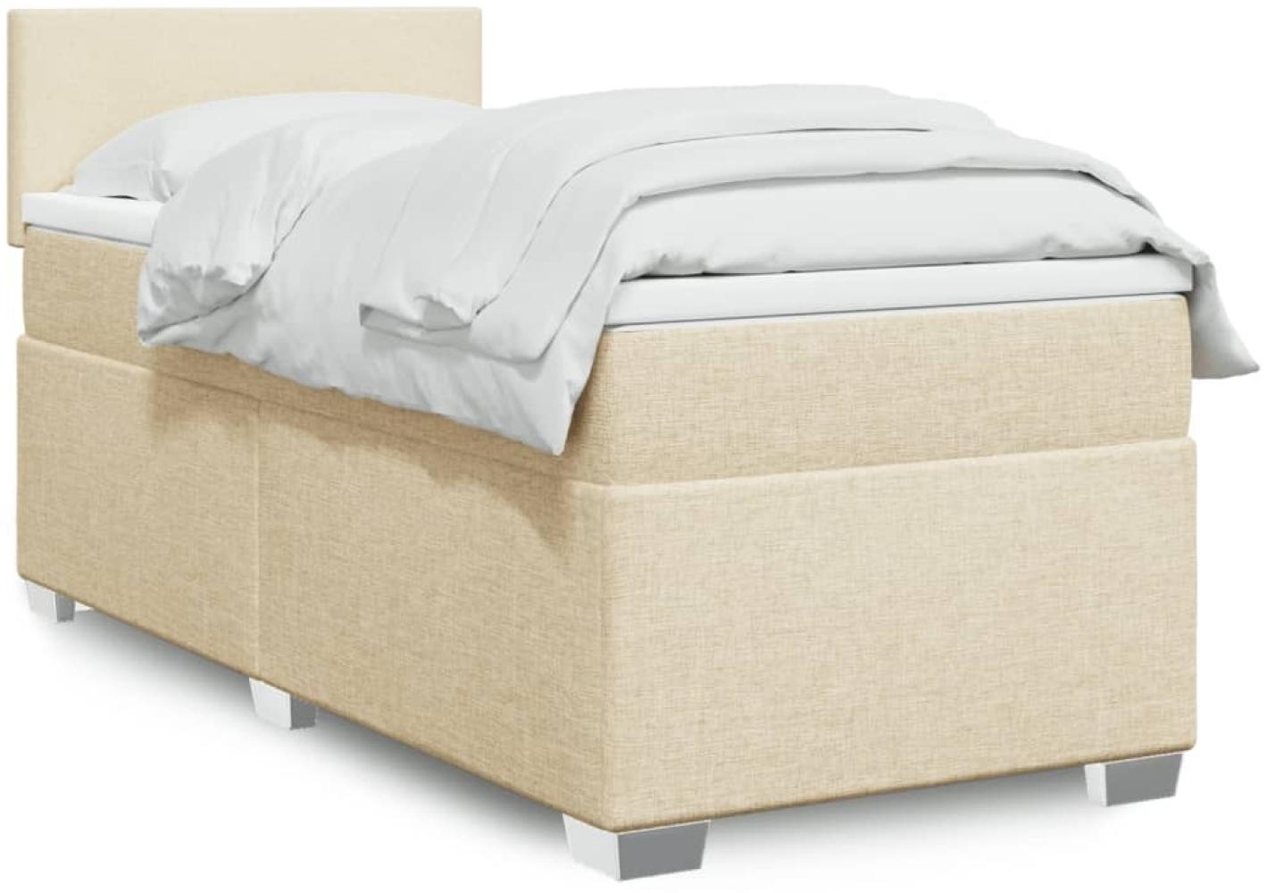 vidaXL Boxspringbett mit Matratze Creme 90x200 cm Stoff 3288069 Bild 1